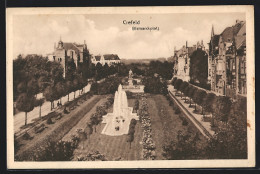 Delcampe - AK Krefeld, Bismarckplatz Mit Fontäne - Krefeld