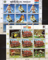Delcampe - 2-Bob Sarajevo 1984 Paraguay 3536+4114/5 9-KB O 42€ Soccer WM ESPANA Olympics Calgary Hoja Sheets S/s Sheetlets Bf Sport - Ski