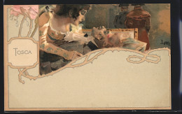 Delcampe - Künstler-AK Leopoldo Metlicovitz: Tosca, Frau Beugt Sich über Ihren Im Sterben Liegenden Mann - Andere & Zonder Classificatie