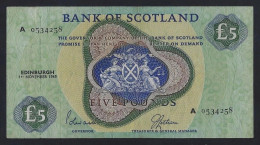 Delcampe - BANK OF SCOTLAND 5 POUNDS 1968 P-110 VF+ SCARCE - 5 Pounds