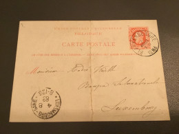 Delcampe - Belgique Carte Postale Envoyee Au Luxembourg 1883 Blankenberghe - Cartes Postales 1871-1909