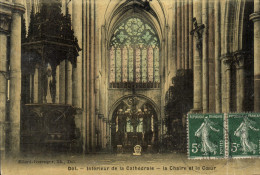 Delcampe - CPA Dol Interieur De La Cathedrale La Chaire Et La Coeur (carte Toilee) - Dol De Bretagne