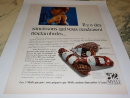 Delcampe - ANCIENNE PUBLICITE  SAUCISSON LES MELLI 1969 - Autres & Non Classés