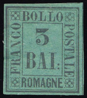 Delcampe - 1859 ROMAGNE 3 BAI N.4 VERDE SCURO NUOVO* FIRMATO LUIGI GAZZI SPLENDIDO - UNUSED MLH SIGNED GAZZI EXTRAFINE - Romagne