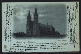 Delcampe - Mondschein-AK Worms, Liebfrauenkirche - Worms