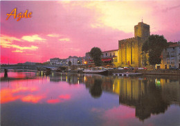 Delcampe - AGDE LA CATHEDRALE ET L HERAULT AU CREPUSCULE 29(scan Recto-verso) MA2146 - Agde