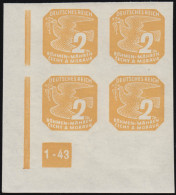Delcampe - Böhmen Und Mähren 117 Zeitungsmarke ER-Viererblock U.l. Mit Pl.-Nr. 1-43 ** - Besetzungen 1938-45