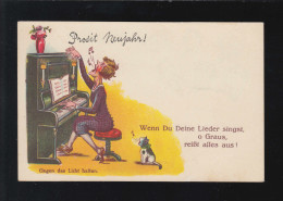 Delcampe - AK Karikatur Prosit Neujahr Wenn Du Deine Lieder Singst O Graus, Ungebraucht - Humour