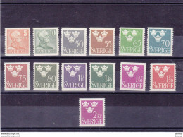 Delcampe - SUEDE 1948 SERIE COURANTE Yvert 333-334 + 335A-339B + 340A NEUF** MNH Cote : 37 Euros - Neufs