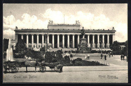 Delcampe - AK Berlin, Königl. Museum, Reiterstandbild Friedrich Wilhelm III., Brunnen, Kutschen - Mitte