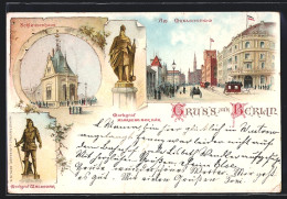 Delcampe - Lithographie Berlin, Schleusenhaus, Mühlendamm, Denkmäler - Mitte
