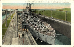 Delcampe - CPA US Amerikanisches Kriegsschiff, USS Arkansas, Gatun Locks, Panama Canal - Panama