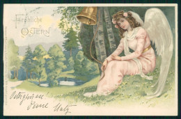 Delcampe - Happy Easter Angel Spring Landscape Meissner Buch 1024 Postcard TC2986 - Sonstige & Ohne Zuordnung
