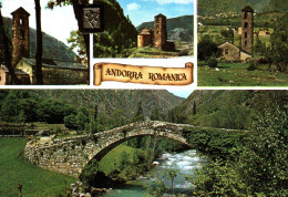 Delcampe - (RECTO / VERSO) ANDORRA ROMANICA - MULTIVUES - N° 201 - DIFFERENTS ASPECTS - CPSM GF - Andorra