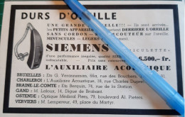 Delcampe - Pub. Reclame - Siemens - Durs D'Oreille - L'Auxiliaire Acoustique - Origineel Knipsel Coupure Magazine 1959 - Werbung