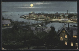Delcampe - AK Eckernförde, Panorama Im Schein Des Mondes - Eckernförde