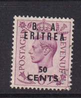 Delcampe - Eritrea: 1950   KGVI 'B. A. Eritrea'    SG E19    50c On 6d     Used - Eritrée