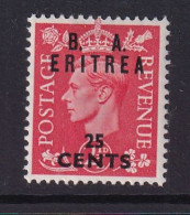 Delcampe - Eritrea: 1951   KGVI 'B. A. Eritrea'    SG E29    25c On 2½d     MH - Eritrée