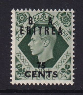 Delcampe - Eritrea: 1950   KGVI 'B. A. Eritrea'    SG E21    75c On 9d     MH - Eritrée