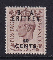 Delcampe - Eritrea: 1950   KGVI 'B. A. Eritrea'    SG E18    40c On 5d     MH - Eritrée
