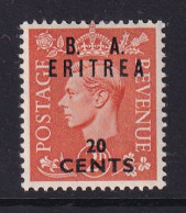 Delcampe - Eritrea: 1950   KGVI 'B. A. Eritrea'    SG E15    20c On 2d     MH - Eritrée