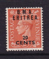 Delcampe - Eritrea: 1948/49   KGVI 'B.M.A. Eritrea'    SG E3    20c On 2d     MH - Eritrée