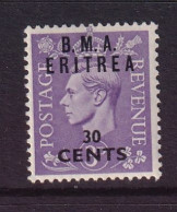Delcampe - Eritrea: 1948/49   KGVI 'B.M.A. Eritrea'    SG E5    30c On 3d     MH - Eritrée