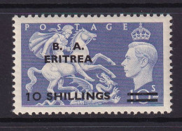 Delcampe - Eritrea: 1951   KGVI 'B. A. Eritrea'    SG E32    10/- On 10/-     MH - Eritrée