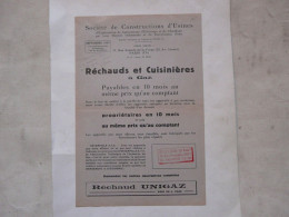 Delcampe - VIEUX PAPIERS - PUBLICITE : CATALOGUE 1933 - TARIFS - RECHAUDS ET CUISINIERES A GAZ - RECHAUD "UNIGAZ" - Pubblicitari
