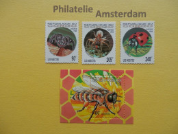 Delcampe - CG Brazaville 1994, FAUNA SPIDERS INSECTS BEES: Mi 1417-19, + Bl. 125, ** - Ragni
