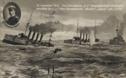 Delcampe - CPA Deutsches U Boot, SM U 9, Weddigen, HMS Aboukir, HMS Hogue, HMS Cressy, 22. September 1914 - Sonstige & Ohne Zuordnung