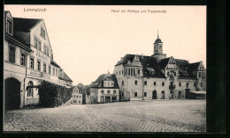 Delcampe - AK Lommatzsch, Markt Mit Rathaus Und Frauenstrasse - Lommatzsch