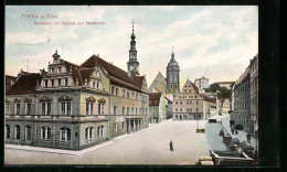 Delcampe - AK Pirna /Elbe, Marktplatz Mit Rathaus Und Stadtkirche - Pirna