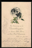 Delcampe - Präge-AK Berlin, Zur Erinnerung An Die Vermählungsfeier Von Lilli Kunze Und Paul Wasciewitz, 1902 - Hochzeiten