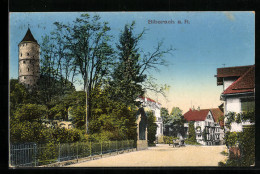 Delcampe - AK Biberach A. R., Strassenpartie Mit Turm - Biberach