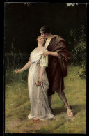 Delcampe - Künstler-AK G. Schrödter: Der Erste Kuss, Mann Steht Hinter Der Frau Und Nähert Sich Ihr Zum Kuss, Liebespaar - Paare