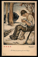 Delcampe - Künstler-AK Französischer Forstarbeiter Kümmert Sich Um Eine Verletzte Schlange, Rotes Kreuz - Red Cross