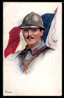 Delcampe - CPA Französischer Soldat Vor Landesfahne - Sonstige & Ohne Zuordnung
