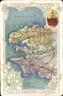 Delcampe - CPA Carte Geographique Chocolaterie D'Aiguebelle Finistere St Thegonnec - Landkarten
