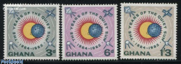 Delcampe - Ghana 1964 Quiet Sun Year 3v, Mint NH, Science - Transport - Astronomy - Space Exploration - Astrologie
