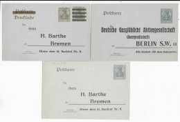 Delcampe - 3x Ganzsache Nach Bremen/Berlin Mit Rückseitigem Vordruck - Lettres & Documents