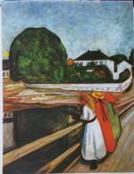 Delcampe - Poster Edvard Munch : "Meisjes Op De Brug" - Jeunes Sur Le Pont (23 X 30 Cm) - Affiches
