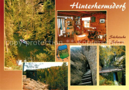 Delcampe - Hinterhermsdorf Bootsfahrt Obere Schleuse Museum Waldarbeiterstube Hermannseck - Sebnitz