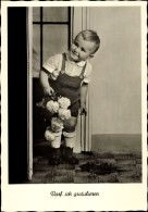 Delcampe - CPA Glückwunsch Geburtstag, Darf Ich Gratulieren, Junge Mit Blumenstrauß - Geburtstag