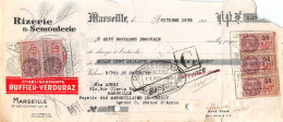 Delcampe - 1939 RIZERIE ET SEMOULERIE ETS RUFFIER VERDURAZ A MARSEILLE - ETS ABEGY A MA - Wechsel