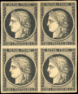Delcampe - ** 3h - 20c. Noir Intense. Bloc De 4. Impression Recto/verso. SUP. - 1849-1850 Ceres