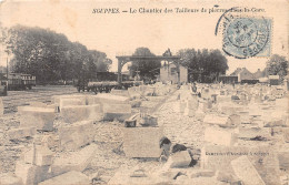 Delcampe - 77-SOUPPES-Le Chantier Des Tailleurs De Pierres Dans La Gare-N 6005-D/0209 - Souppes Sur Loing