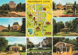 Delcampe - 1 Map Of Czech Republic * 1 Ansichtskarte Mit Der Landkarte Von Františkovy Lázně (deutsch Franzensbad) Und Mit Wappen * - Maps