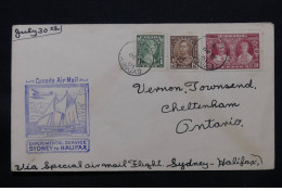 Delcampe - CANADA - Enveloppe Par 1er Vol Spécial Sydney / Halifax En 1935, Affranchissement Et Cachets Plaisants - L 58381 - Erst- U. Sonderflugbriefe