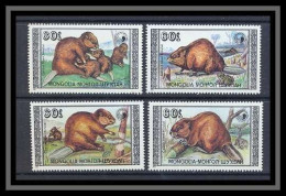 Delcampe - Mongolie (Mongolia) 44 N° 9632/35 Faune (Animals & Fauna) CASTOR Cote 5 Euros - Nager